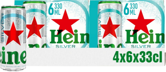 Heineken Silver tray met 24 blikjes van 33cl Heineken Silver tray met 24 blikjes van 33cl